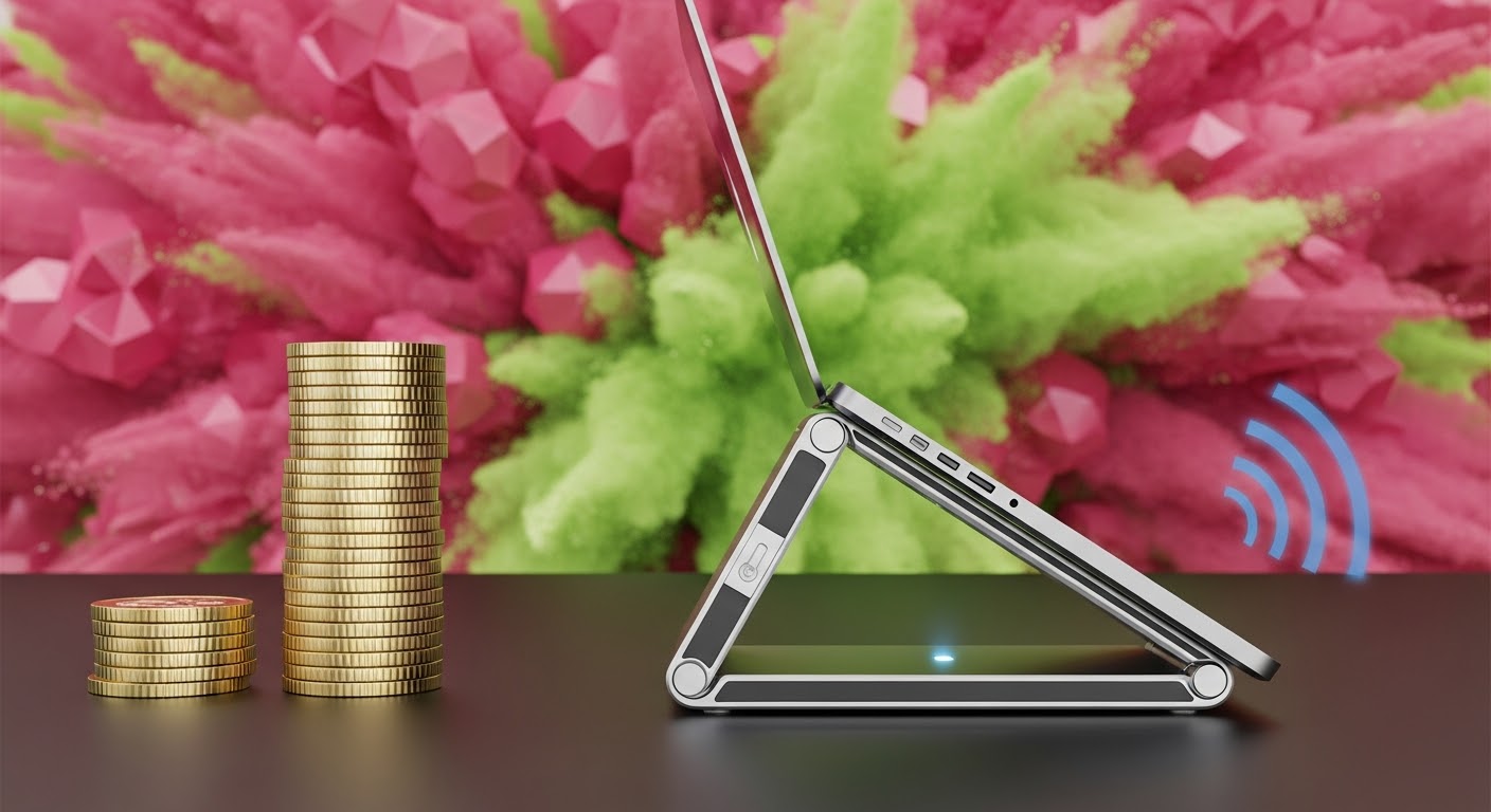 Multi-Functional Foldable Laptop Stand With Integrated Wireless Phone Charging And Cable Management